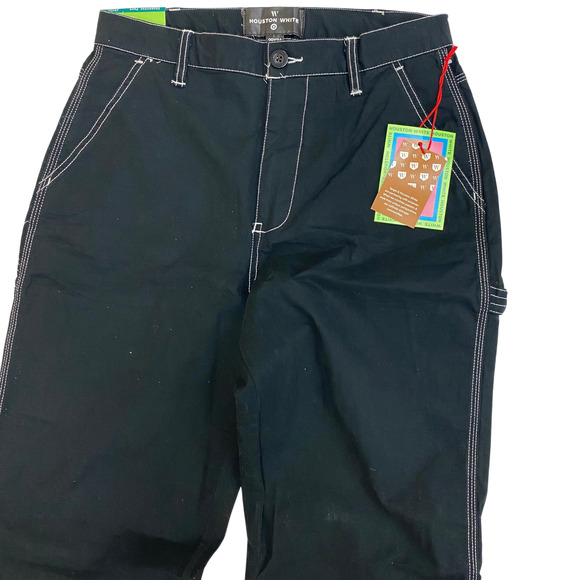 Houston White Carpenter Pants - Jet Black with White Stitching 42x36 BRAND NEW - Picture 2 of 4
